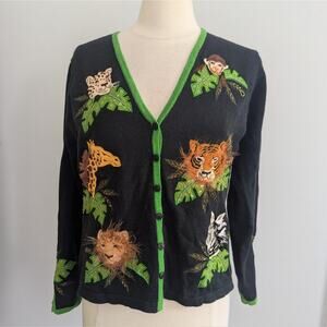 Design Options By Philip & Jane Gordon Jungle Safari Sweater Cardigan Medium